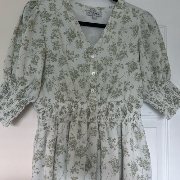 Polagram Green Floral Long Sleeve Dress - Picture 2 of 7